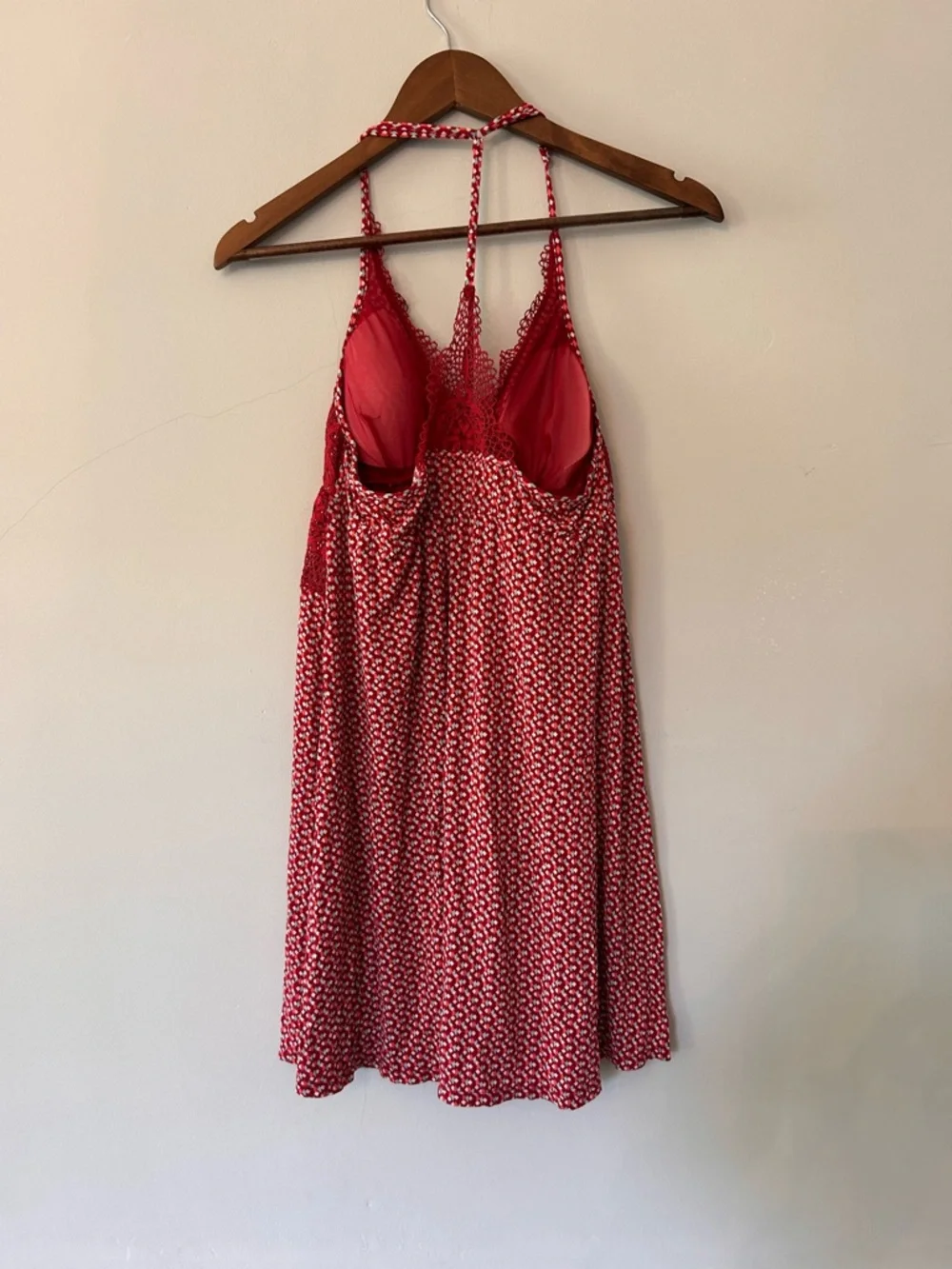 Victorias‎ Secret One Piece Racerback Chemise Slip Nightie Large Red Multi